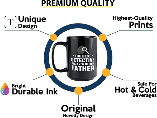 Miniatura 3 de Taza de café detective de 15 onzas, color negro, el mejor detective, policía, patrulla, policía, policía, policía, policía, policía, policía, jefe