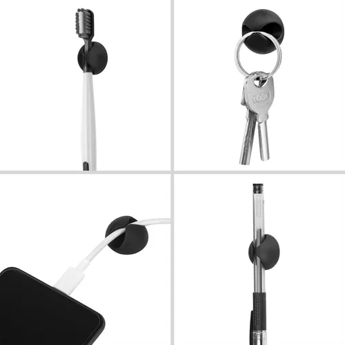 Miniatura 6 de Flezoo Sujetadores de Cables Clips para Cables, 12PCS Organizador de Cables Adhesivos Negros Soporte para Cargador Mantenedor de Gestión de Cables