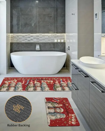 Miniatura 5 de Tapete de baño de muñeco de nieve para bañera, antideslizante, de secado rápido y absorbente, tierra de diatomeas, fregadero, dormitorio, cocina