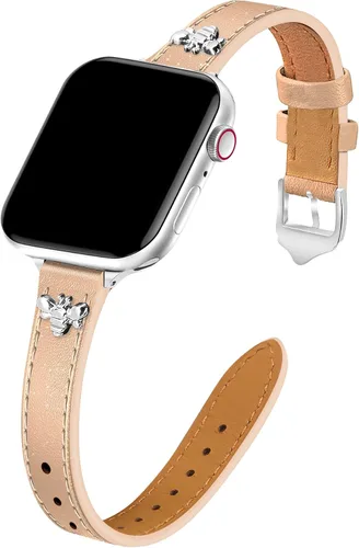 Miniatura 26 de JR.DM Correas de cuero delgadas compatibles con Apple Watch Band 1.496 in 1.575 in 1.614 in 1.654 in 1.732 in 1.772 in 1.811 in 1.929 in, correa