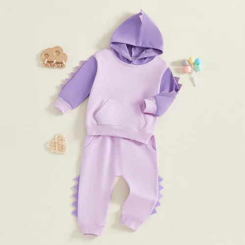 Miniatura 60 de Conjunto de ropa de otoño e invierno para bebé y niño, sudadera larga con capucha y pantalones para niños pequeños, 6, 12, 18, 24 meses, 2T