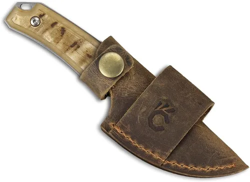 Miniatura 5 de Cool Hand Cuchillo de 5.98 pulgadas con funda de cuero, cuchillo de transporte horizontal compacto de espiga completa, funda de lazo de cinturón