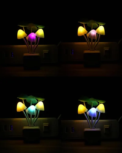 Miniatura 2 de Lámpara de noche con sensor LED Rienar, lámpara de ensueño en forma de hongo con cambio de color, enchufe LED
