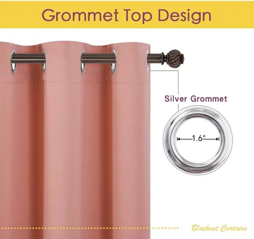 Miniatura 4 de Room Darkening Curtain Thermal Insulated Curtain for Bedroom Window Treatment Grommet Curtain Panel Drapes for Bedroom & Living Room