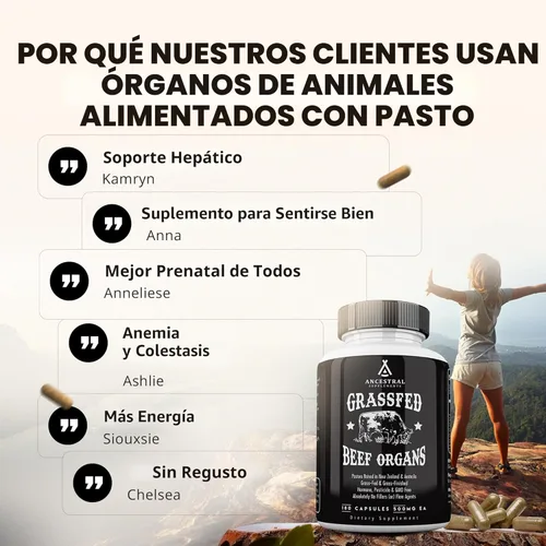 Miniatura 6 de Ancestral Supplements Suplemento de órgano de res alimentado con pasto, apoya el bienestar de todo el cuerpo con una mezcla patentada de hígado