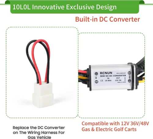 Miniatura 8 de 10L0L Kit de luces para carrito de golf para Yamaha G14 G16 G19 G22 - Kit de faros delanteros y luces traseras legales de calle con convertidor