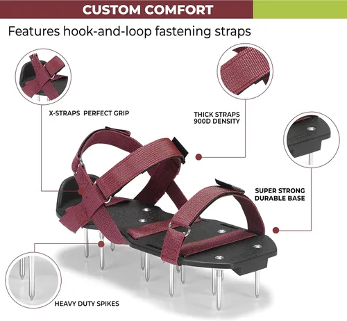 Miniatura 2 de Zapatos aireadores de césped con correas de , premontados, totalmente ajustables, talla única, herramienta de césped y jardín que reduce la paja