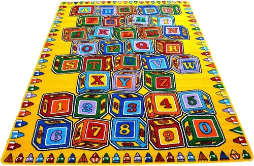 Miniatura 3 de champion rugs Kids/Baby Room/Daycare/Classroom/Playroom Sit Spot Area Rug Letters Numbers Blocks Play Mat Fun Educational Non-Slip Gel Back