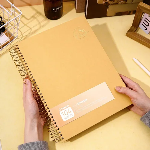 Miniatura 7 de Cuaderno de espiral grande de 8.5 x 11 con 3 divisiones, cuaderno de espiral de tapa dura para tomar notas, 120 hojas, cuaderno cuadriculado
