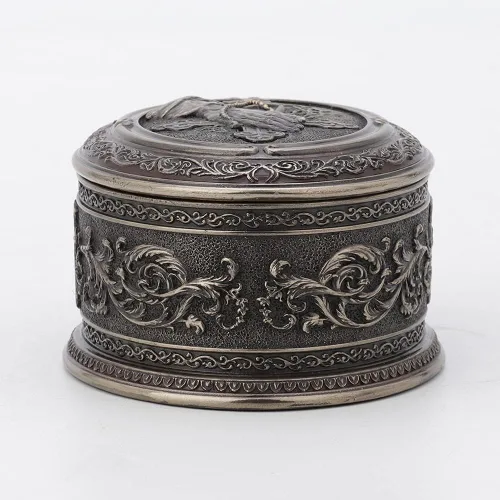 Miniatura 3 de Veronese Design 2 1/2 pulgadas de alto, mano orante, forma ovalada, caja de baratija, escultura de resina bronceada, escultura religiosa