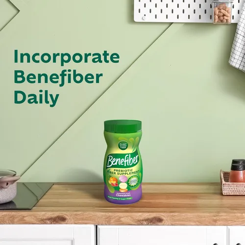 Miniatura 3 de Benefiber Tabletas masticables de suplemento de fibra prebiótica para la salud digestiva, sabores surtidos de frutas, 100
