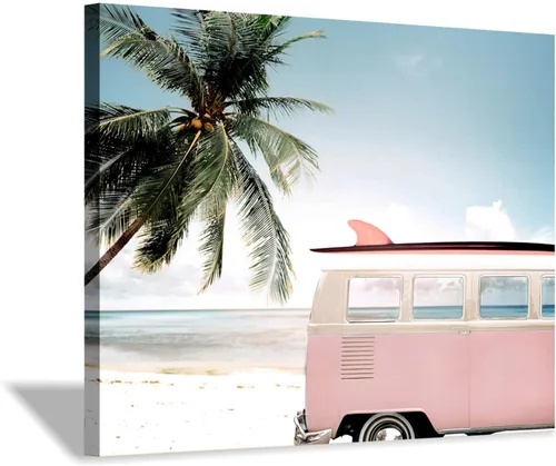 Miniatura 18 de Hardy Gallery Lienzo impreso con diseño de camino de playa: lienzo con imagen del océano costero, arte de pared tamaño pequeño para baño
