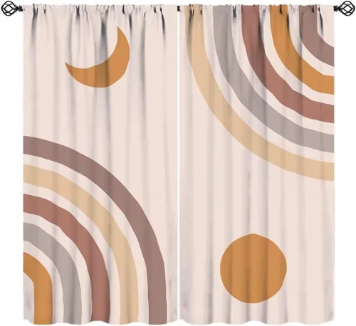 Miniatura 15 de Cortinas bohemias de arco iris, dibujos animados, citas motivacionales, impresiones abstractas coloridas, opacas, tratamiento de ventana para niños