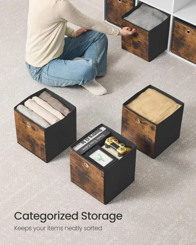 Miniatura 4 de SONGMICS Cubos de Almacenamiento, Juego de 8 Contenedores de Almacenamiento, Cajas de Almacenamiento de Tela Plegables, 10.2 x 10.2 x 11 Pulgadas