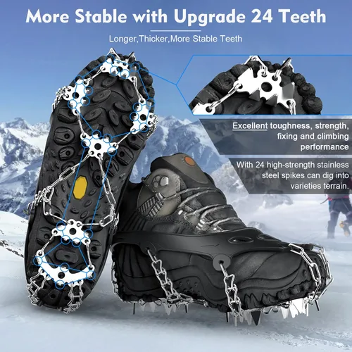 Miniatura 2 de Wirezoll - Tacos para hielo, crampones para botas de senderismo y zapatos de nieve, suelas antideslizantes con picos para escalar para tracción
