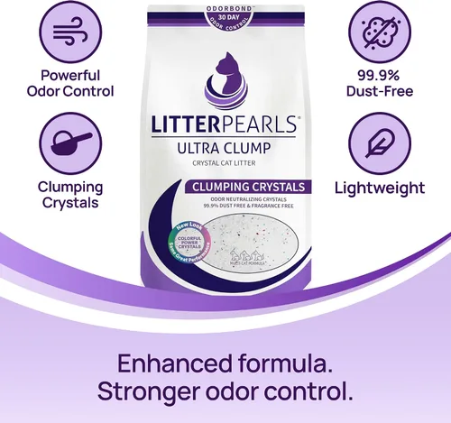 Miniatura 2 de Litter Pearls Ultra Clump 10580 - Arena para gatos sin perfume, 8 libras, cristales blancos y transparentes