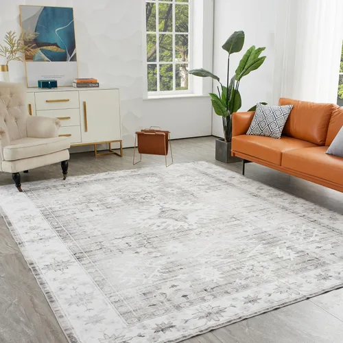 Miniatura 42 de Syalife 4x6 Alfombra Lavable para Área, Ultra Suave Antideslizante, Pila Baja, Alfombra Vintage Resistente a Manchas para Sala de Estar, Alfombra