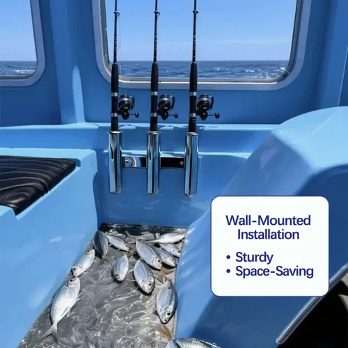 Miniatura 3 de Marine Boat - Soporte para caña de pescar de acero inoxidable con 3 cañas, 3 cañas, barco de pesca marina, acero inoxidable, soportes laterales