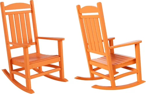 Miniatura 36 de HDPE Laguna Silla mecedora Adirondack de polietileno para exteriores (juego de 2), color negro
