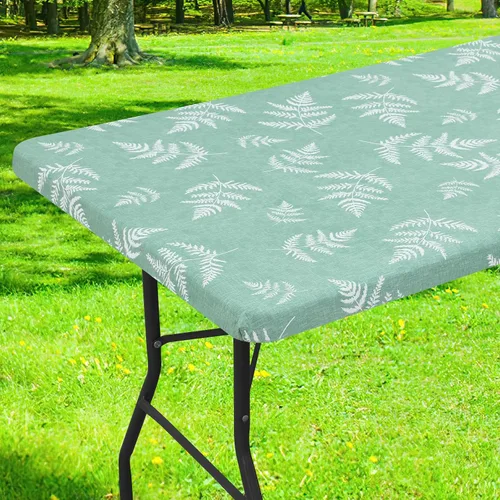 Miniatura 17 de Smiry Mantel cuadrado para mesa de pícnic, impermeable, elástico, ajustable, para campamento, protector de vinilo con parte trasera de franela Beige