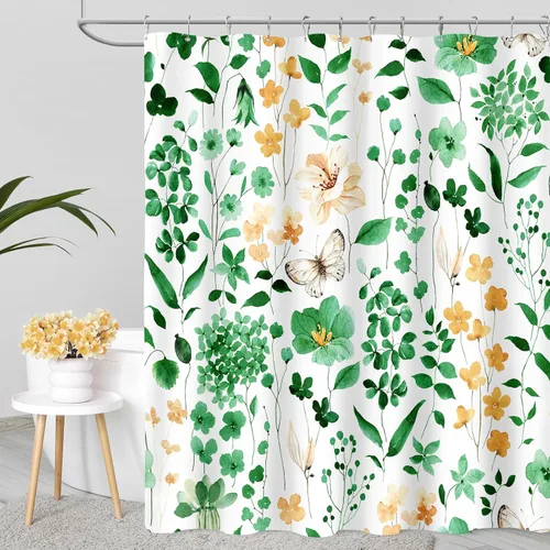 Miniatura 44 de MAYZUS Cortina de ducha con flores azules acuáticas, lindas cortinas de tela con flores para baño, juego de cortinas de tela de aguamarina