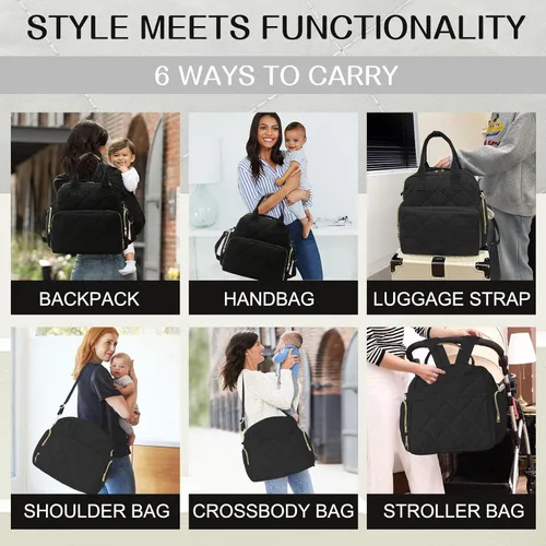 Miniatura 2 de Mochila grande para pañales con cambiador, pañales de viaje 6 en 1, bolsa de bebé para mamá, bolsa de hospital para mujeres, bolsa de maternidad