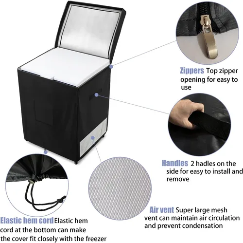 Miniatura 3 de Cubiertas para Congelador Profundo para Exteriores, Cubierta Resistente 600D Duradera para Congelador de Pecho Impermeable, Cubiertas de Congelador