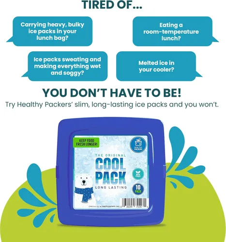 Miniatura 2 de Healthy Packers Bolsas de hielo delgadas reutilizables para loncheras para niños y adultos Paquetes de congelador finos de larga duración