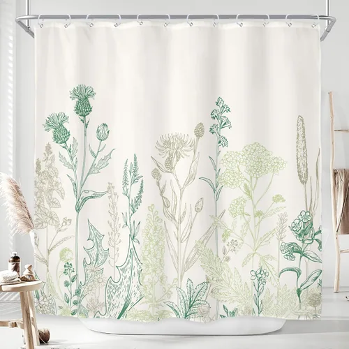 Miniatura 21 de Riyidecor - Cortina de ducha con estampado de flores silvestres para decorar un baño pequeño o una ventana, 36 pulgadas de ancho x 72 pulgadas