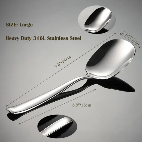 Miniatura 3 de Cuchara grande para servir, de acero inoxidable 316L, cuchara para servir bufé de 9.5 pulgadas (paquete de 1)