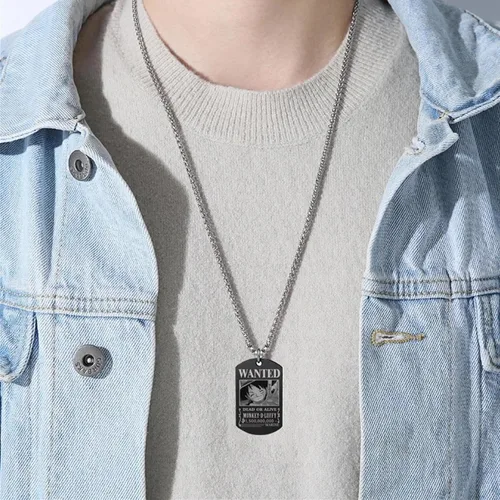 Miniatura 9 de Anime One Piece Wanted Poster Pendant Necklace Stainless Steel Chain Manga Necklaces Dog Tag Jewelry for Men Boyfriends Christmas Gifts