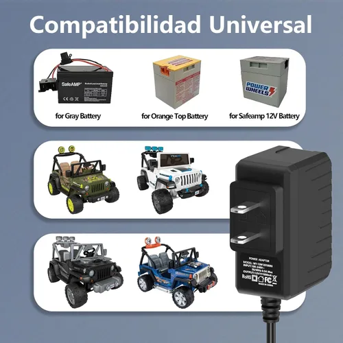 Miniatura 3 de Hafiuege Cargador de 12 V compatible con Power Wheels batería gris, batería superior naranja, gris Fisher-Price, cable de alimentación de juguetes