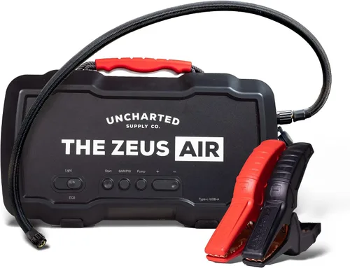 Uncharted Supply Co. Zeus Air, arrancador portátil de 2000 A, inflador de neumáticos y compresor de 150 PSI, banco de energía de 15,000 mAh con