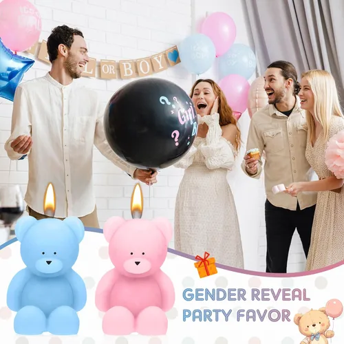 Miniatura 3 de 15 velas de oso para baby shower, regalos de fiesta de oso invitado, velas de baby shower, a granel para regalos decoraciones de fiesta (rosa, azul)