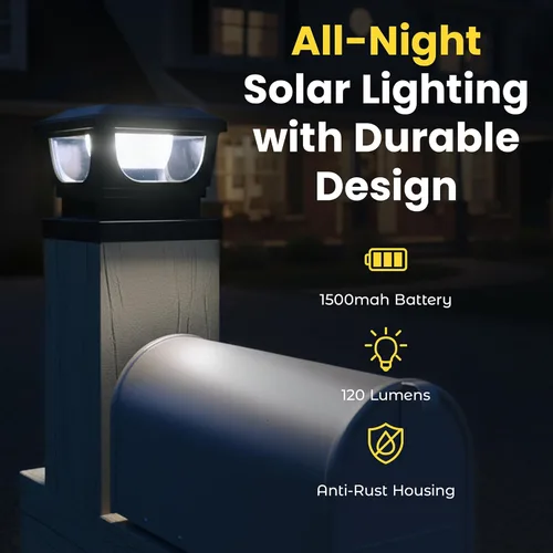 Miniatura 2 de Brighticonic Luces solares para tapa de poste para exteriores de 4 x 4, 3 x 3 – Luces de poste de encendido/apagado automático alimentadas por