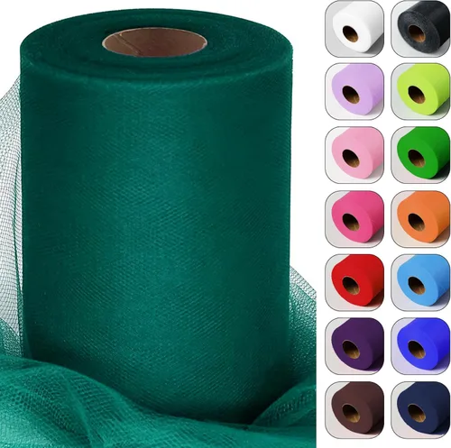 Miniatura 49 de Rollos de tela de tul verde ácido de 6 pulgadas por 100 yardas (300 pies) Cinta de tul para tutú, falda, envoltorio de regalo, decoración de boda