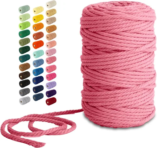 Miniatura 54 de Nook Theory - Cuerda de macramé de 3 mm, 220 yardas de cuerda de algodón, hilo de 4 mm y 5 mm, cuerda para manualidades, perfecta para colgantes
