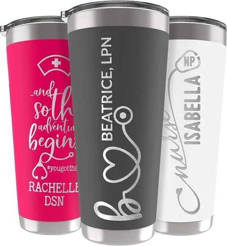 Miniatura 19 de Vaso de enfermera personalizado de 20 onzas con tapa, ejército, grabado con láser, regalos de agradecimiento para enfermeras, regalos de graduación