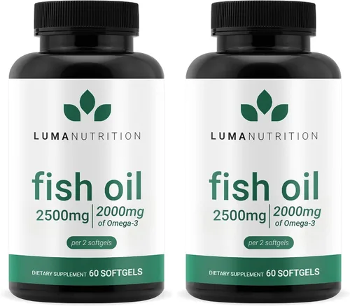 Miniatura 8 de Luma Nutrition Suplemento de Aceite de Pescado Omega 3 - Fuerza Extra 2500mg - 2000mg EPA y DHA - Salud del Cerebro y del Corazón - 60 Softgels