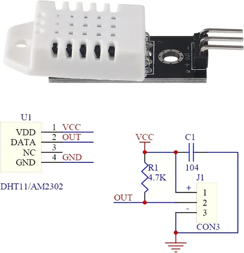 Miniatura 2 de DIANN 5 unids DHT22/AM2302 Módulo de sensor de temperatura y humedad Monitor de humedad de temperatura 3 pines módulo con cable para práctica