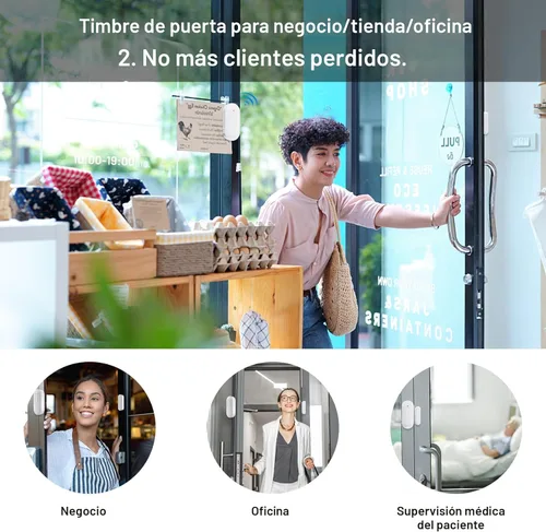 Miniatura 4 de SanJie Timbre Inalámbrico de Puerta con Sensor, Alarma de Entrada cuando la Puerta se Abre, para Negocios/Hogar/Niños, 5 Niveles de Volumen