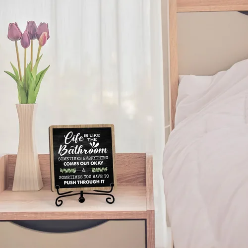 Miniatura 3 de Divertidas decoraciones de baño, decoración de estante de baño y accesorios, letreros de la vida es como el baño, bonito letrero de baño