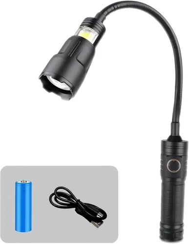 Luz LED industrial recargable de 1000 lúmenes, luz de trabajo magnética ultra brillante con cuello de cisne flexible de 360°, lámpara de taller