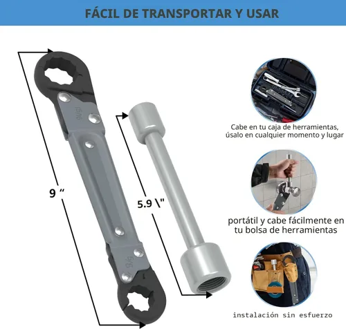 Miniatura 5 de Holdly Herramientas de fontanería Kit de llave de parada angular, llave ajustable, herramientas profesionales de fontanero para instalar nuevas Kit