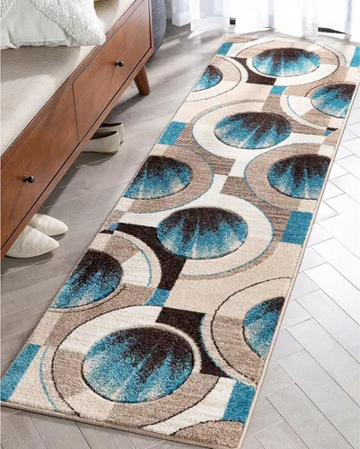 Miniatura 7 de Well Woven Tapete geométrico rubí de 2 x 3 pulgadas, color azul y gris, vibrante, moderno, contemporáneo, tallado a mano, diseño de rayos de sol