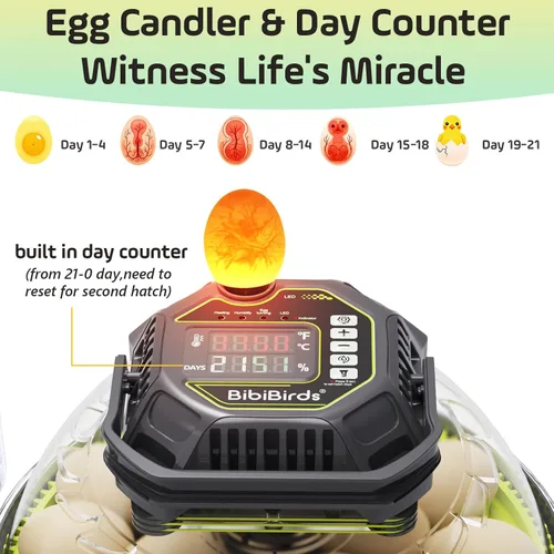Miniatura 3 de Incubadora de huevos con contador automático de días de giro de huevos y atomizador para control automático de humedad, bloqueo automático completo