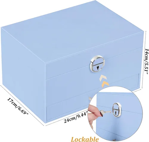 Miniatura 72 de Joyero de pendientes para mujeres y niñas, organizador de aretes de 5 capas, caja organizadora de joyas blanca con candado, collares y aretes
