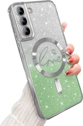 Miniatura 46 de ZONRW - Funda para Samsung Galaxy S22 Ultra magnética, para mujeres y niñas, cubierta trasera suave, lujosa, con corazón de amor, bling, degradado