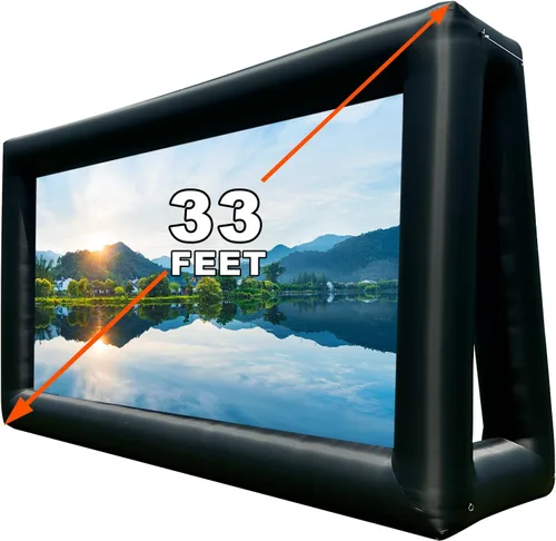 Pantalla de proyector inflable para exteriores de 33 pies, pantalla de cine inflable para exteriores con soplador de aire, fácil de instalar,