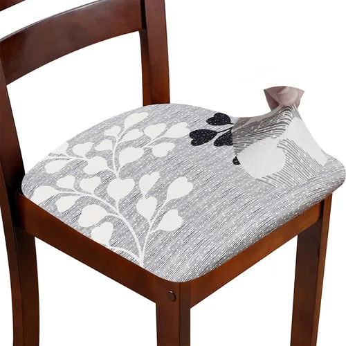 Miniatura 19 de Fundas de asiento para silla, juego de 6, fundas elásticas negras para silla de comedor cuadradas, extraíbles y lavables, protector de asiento